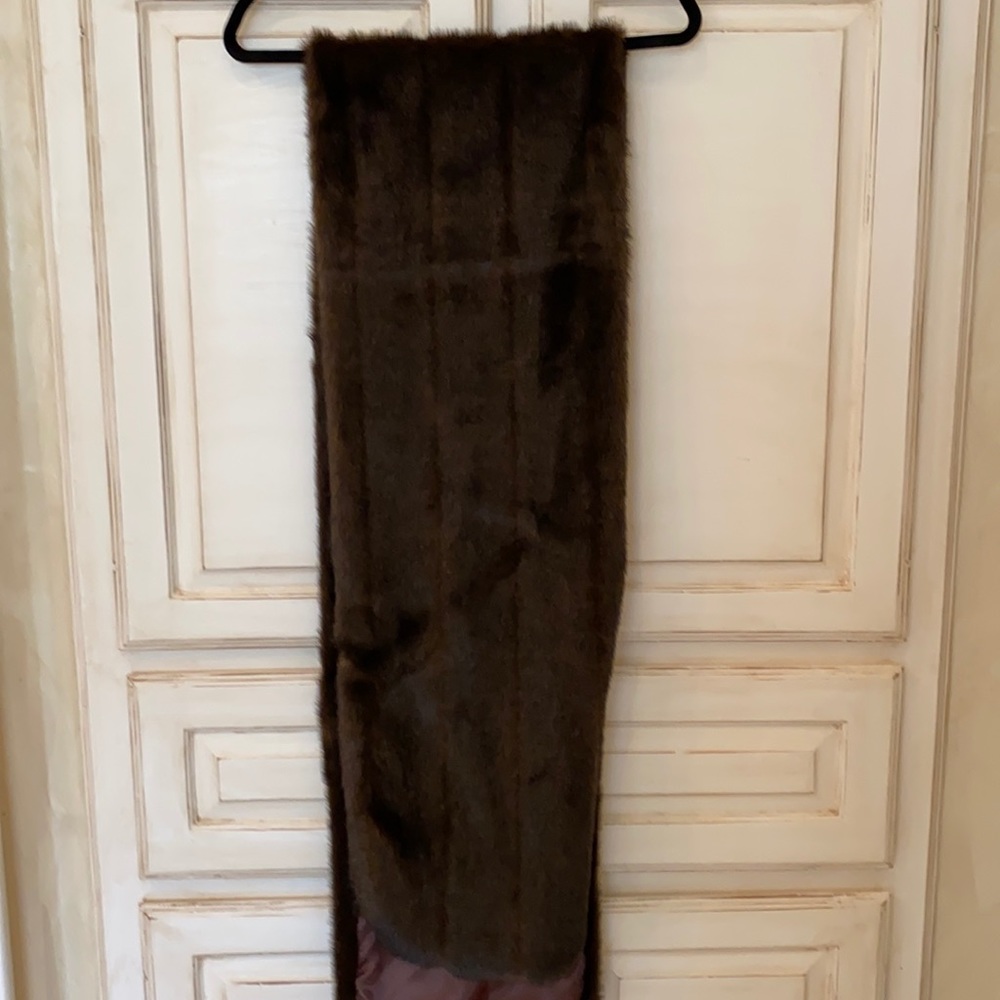 New Brown Faux Fur sable wrap with satin reverse side